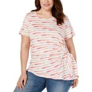 Style&Co Women’s Plus Brush Multi Side Tie Tee NWT